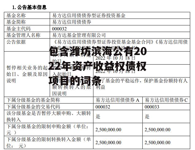 包含潍坊滨海公有2022年资产收益权债权项目的词条