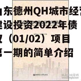 山东德州QH城市经营建设投资2022年债权（01/02）项目第一期的简单介绍