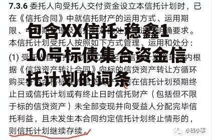 包含XX信托-稳鑫110号标债集合资金信托计划的词条