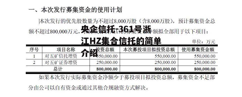 央企信托-361号浙江HZ集合信托的简单介绍