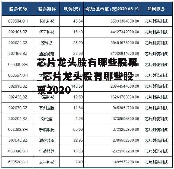 芯片龙头股有哪些股票_芯片龙头股有哪些股票2020