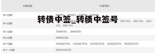 转债中签_转债中签号