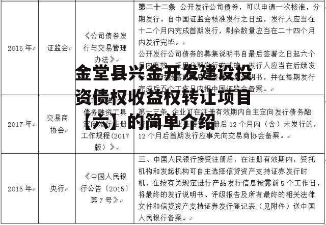 金堂县兴金开发建设投资债权收益权转让项目【六】的简单介绍