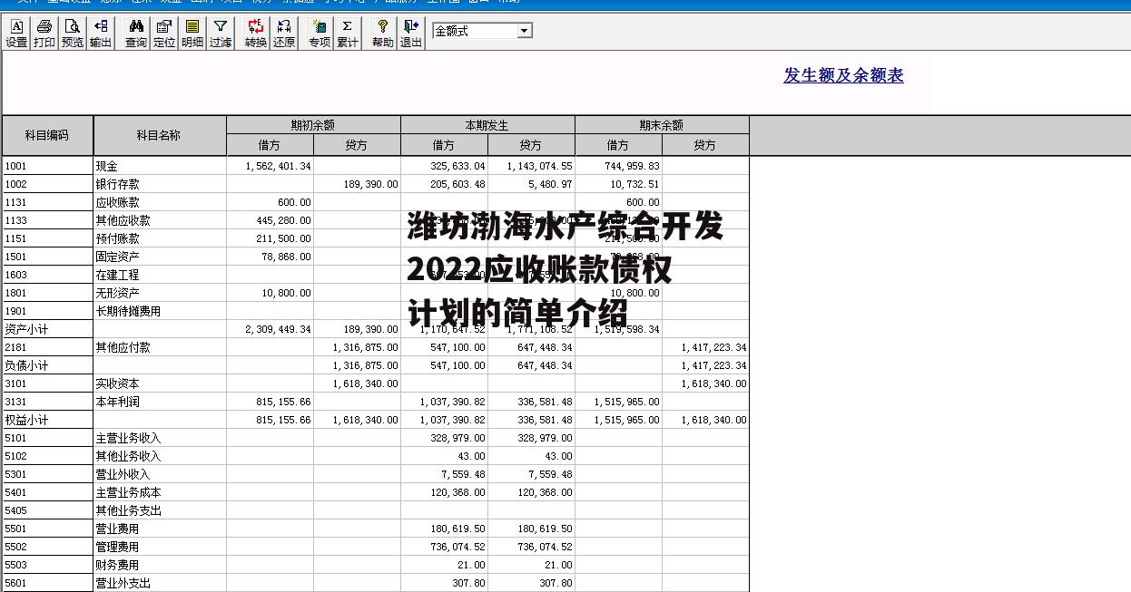 潍坊渤海水产综合开发2022应收账款债权计划的简单介绍