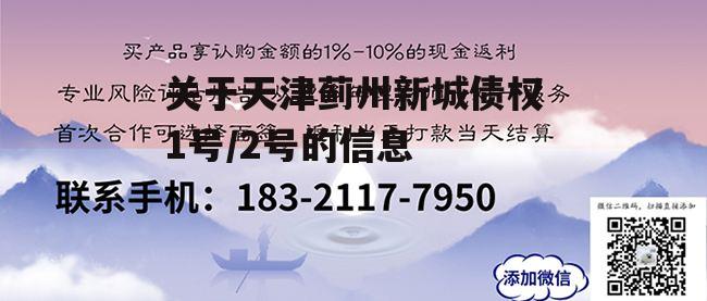 关于天津蓟州新城债权1号/2号的信息