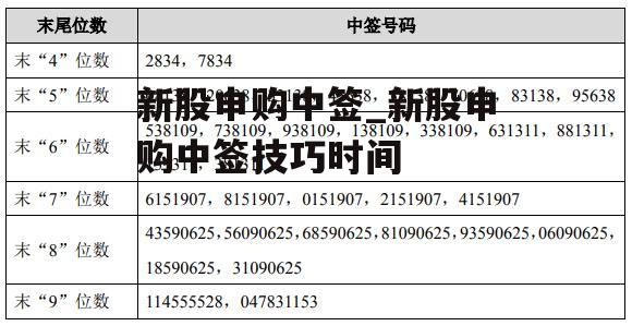 新股申购中签_新股申购中签技巧时间