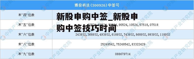新股申购中签_新股申购中签技巧时间