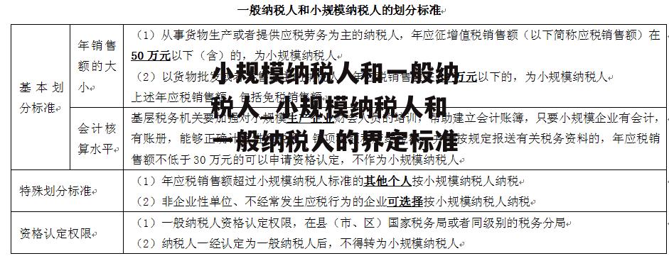 小规模纳税人和一般纳税人_小规模纳税人和一般纳税人的界定标准