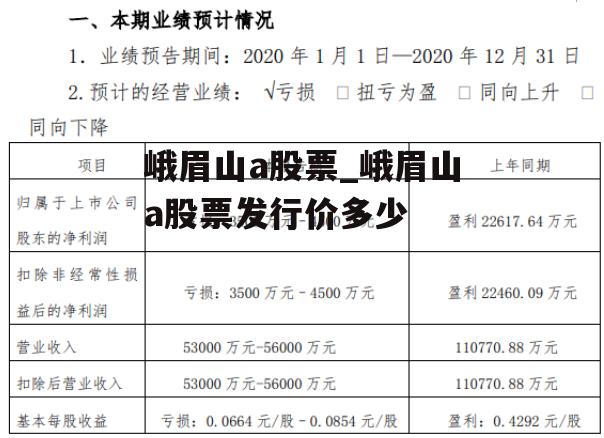 峨眉山a股票_峨眉山a股票发行价多少