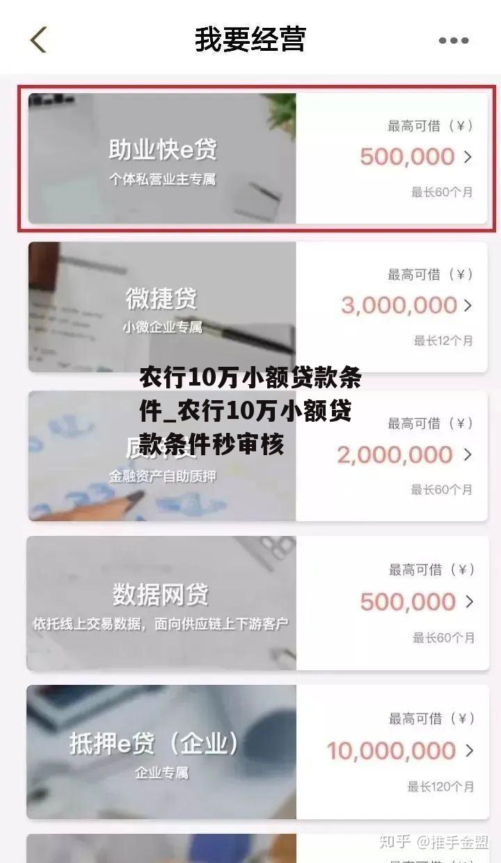 农行10万小额贷款条件_农行10万小额贷款条件秒审核