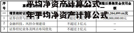 平均净资产计算公式_年平均净资产计算公式