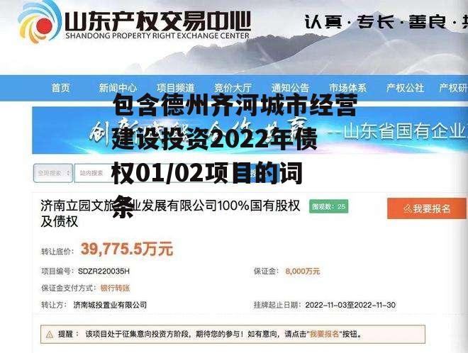 包含德州齐河城市经营建设投资2022年债权01/02项目的词条