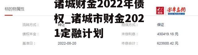 诸城财金2022年债权_诸城市财金2021定融计划