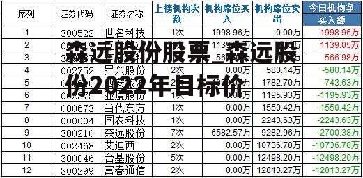 森远股份股票_森远股份2022年目标价