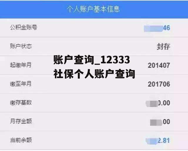 账户查询_12333社保个人账户查询