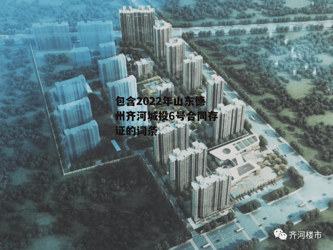 包含2022年山东德州齐河城投6号合同存证的词条