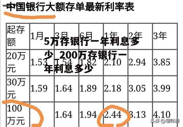 5万存银行一年利息多少_200万存银行一年利息多少