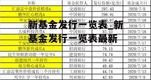 新基金发行一览表_新基金发行一览表最新