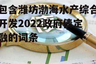 包含潍坊渤海水产综合开发2022政府债定融的词条