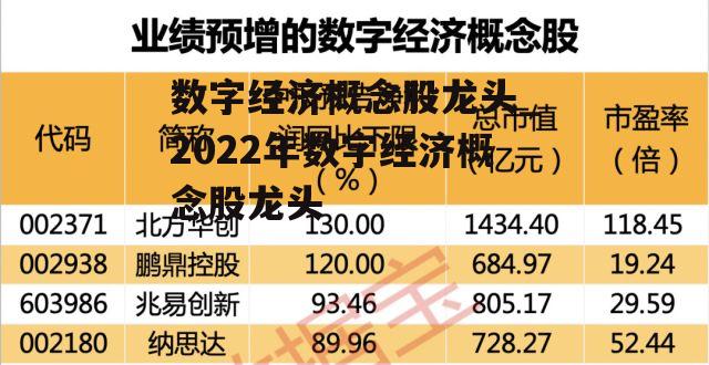 数字经济概念股龙头_2022年数字经济概念股龙头