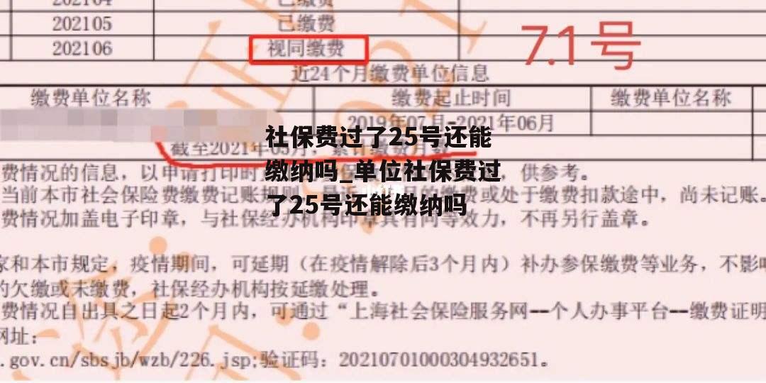 社保费过了25号还能缴纳吗_单位社保费过了25号还能缴纳吗