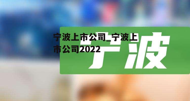 宁波上市公司_宁波上市公司2022