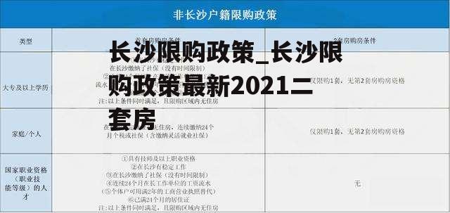 长沙限购政策_长沙限购政策最新2021二套房