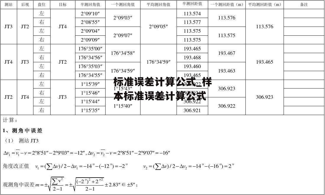 标准误差计算公式_样本标准误差计算公式