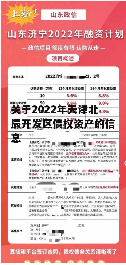 关于2022年天津北辰开发区债权资产的信息