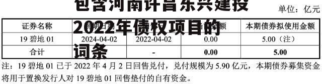 包含河南许昌东兴建投2022年债权项目的词条