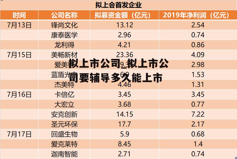 拟上市公司_拟上市公司要辅导多久能上市