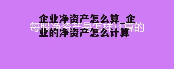 企业净资产怎么算_企业的净资产怎么计算