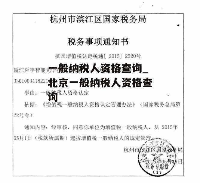 一般纳税人资格查询_北京一般纳税人资格查询