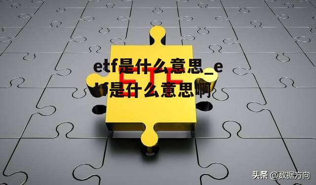 etf是什么意思_etf是什么意思啊