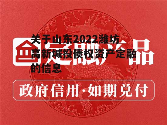 关于山东2022潍坊高新城投债权资产定融的信息