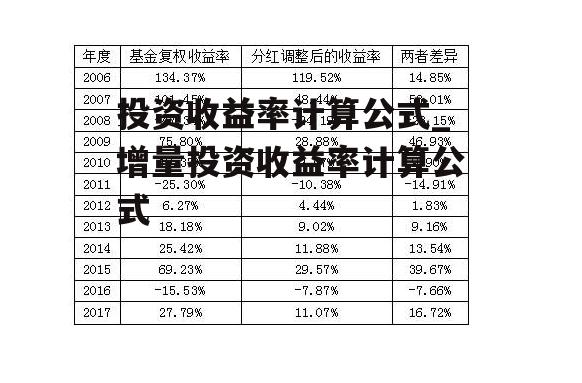 投资收益率计算公式_增量投资收益率计算公式