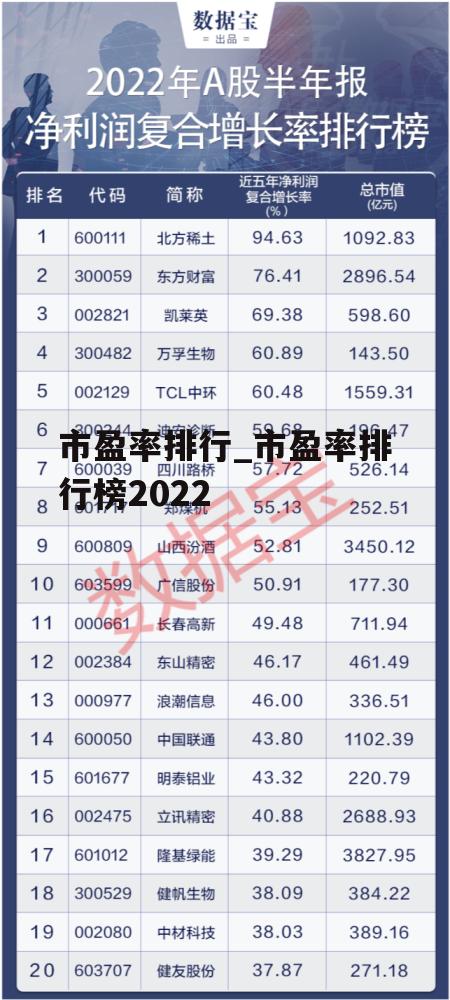 市盈率排行_市盈率排行榜2022