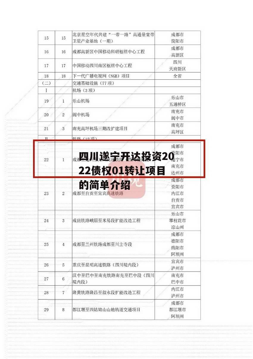 四川遂宁开达投资2022债权01转让项目的简单介绍