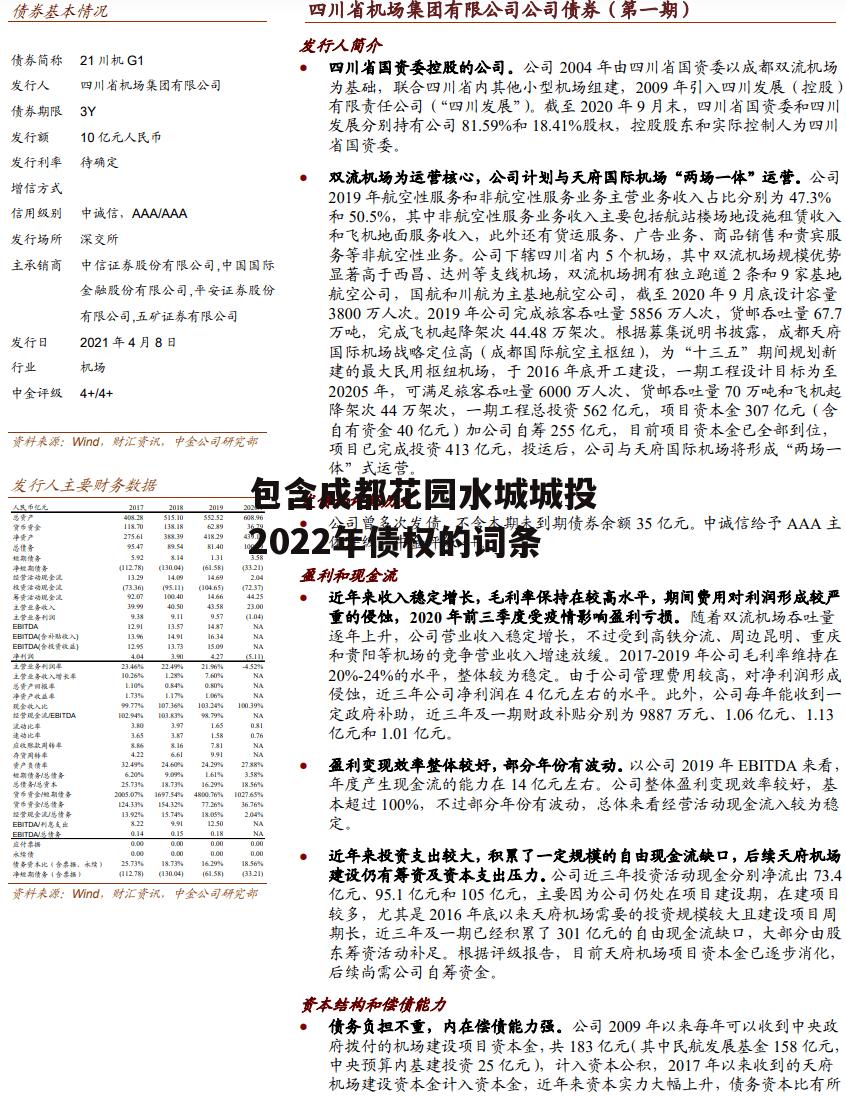 包含成都花园水城城投2022年债权的词条