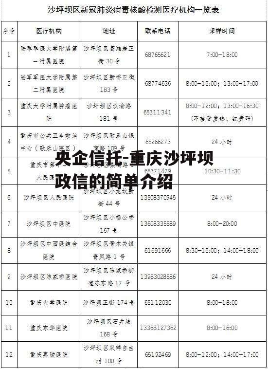 央企信托-重庆沙坪坝政信的简单介绍