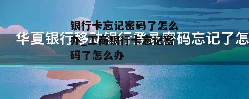 银行卡忘记密码了怎么办_工商银行卡忘记密码了怎么办