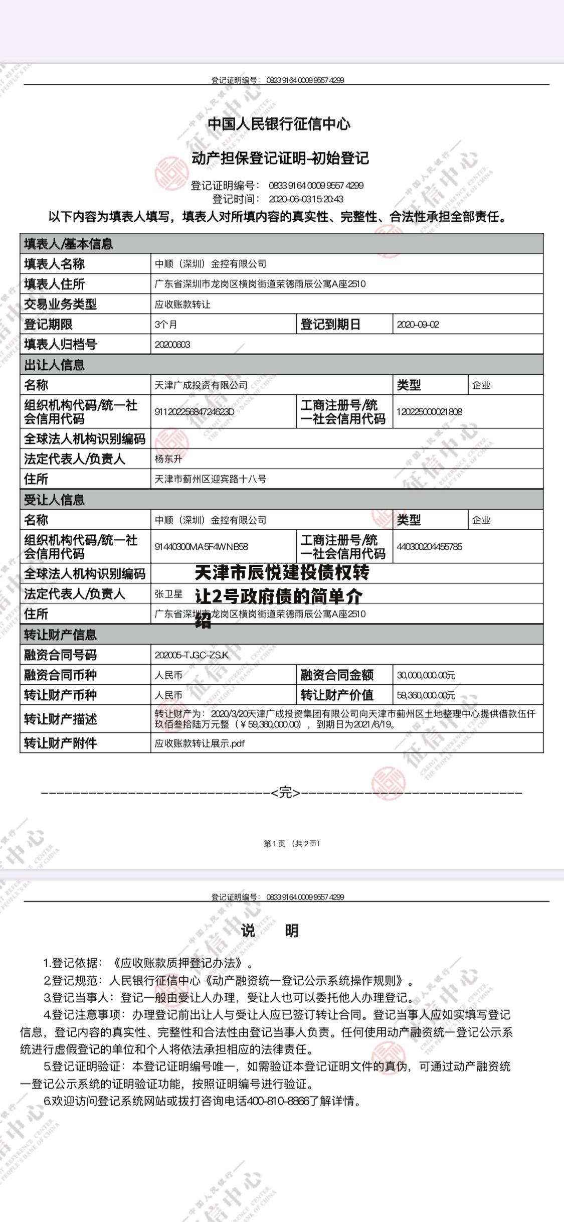 天津市辰悦建投债权转让2号政府债的简单介绍