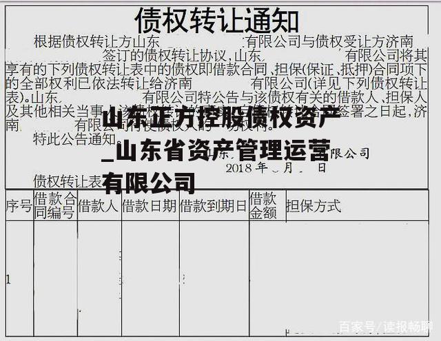 山东正方控股债权资产_山东省资产管理运营有限公司