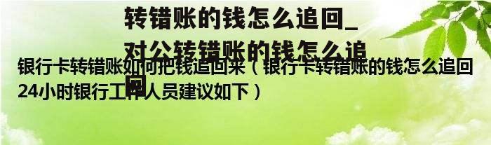 转错账的钱怎么追回_对公转错账的钱怎么追回