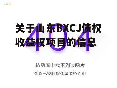 关于山东BXCJ债权收益权项目的信息