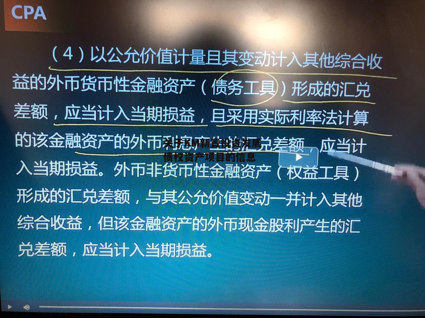 关于KM新置投资发展债权资产项目的信息