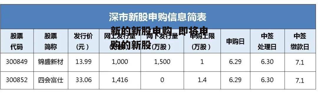 新的新股申购_即将申购的新股