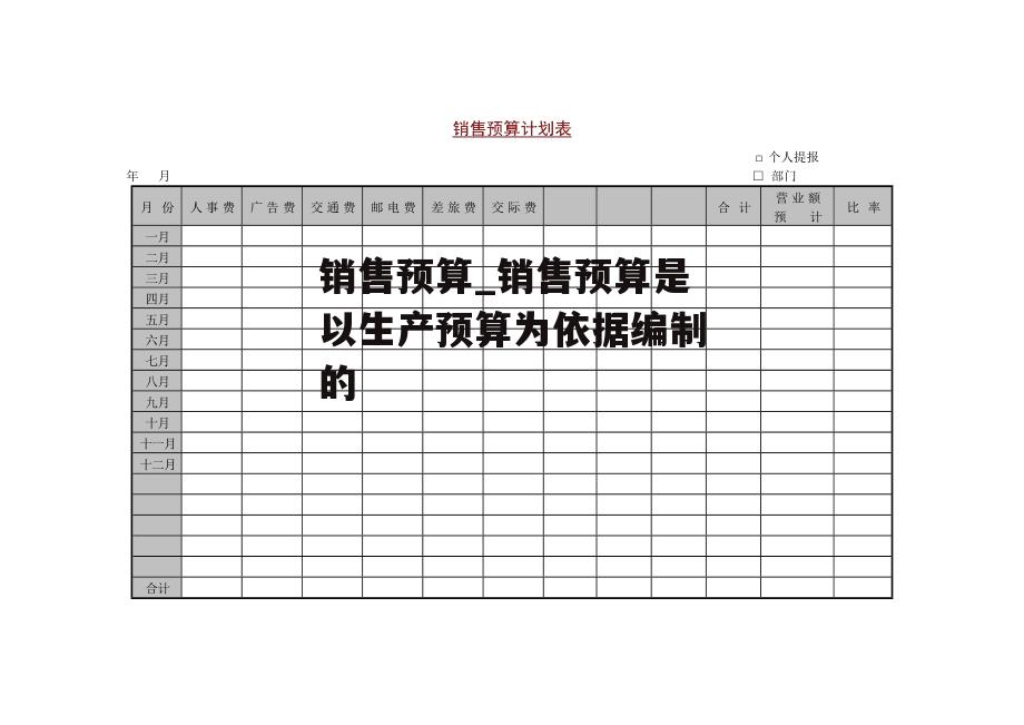 销售预算_销售预算是以生产预算为依据编制的