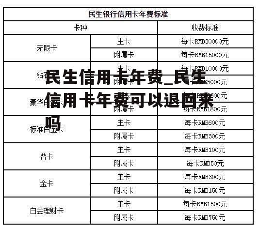 民生信用卡年费_民生信用卡年费可以退回来吗