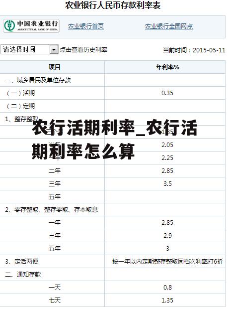 农行活期利率_农行活期利率怎么算